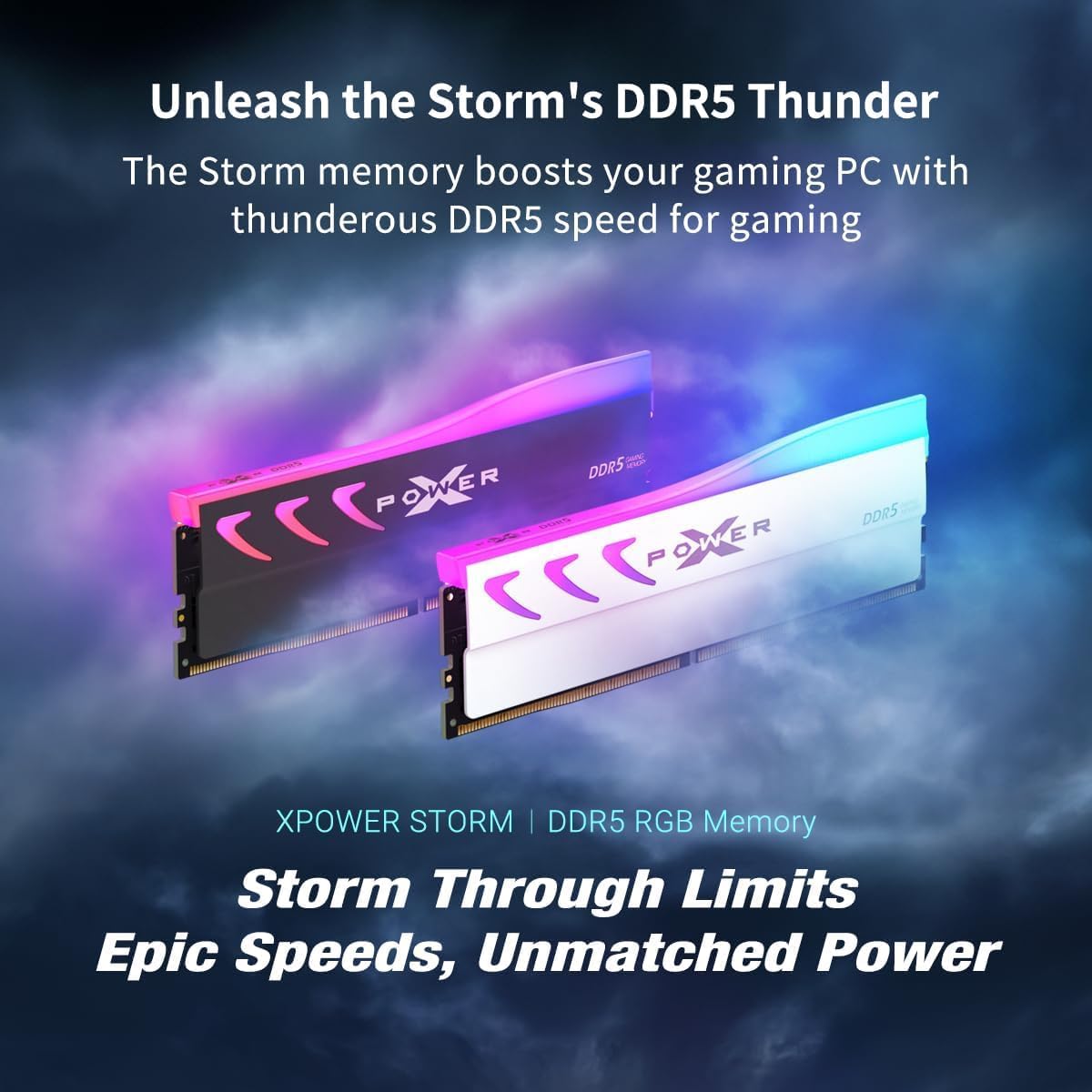 Silicon Power DDR5 32GB (2x16GB) Storm RGB 6000MT/s (PC5-48000) 288-pin CL36 1.35V UDIMM Desktop Memory Module RAM SU032GXLWU60CFDKSN Gray