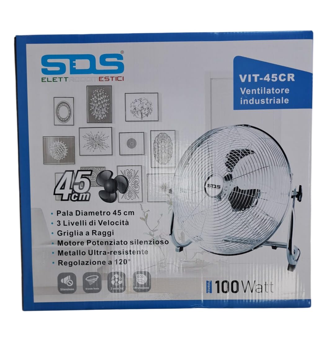 SDS - Ventilatore Industriale da Terra 45 cm 100W VIT45CR | Potente