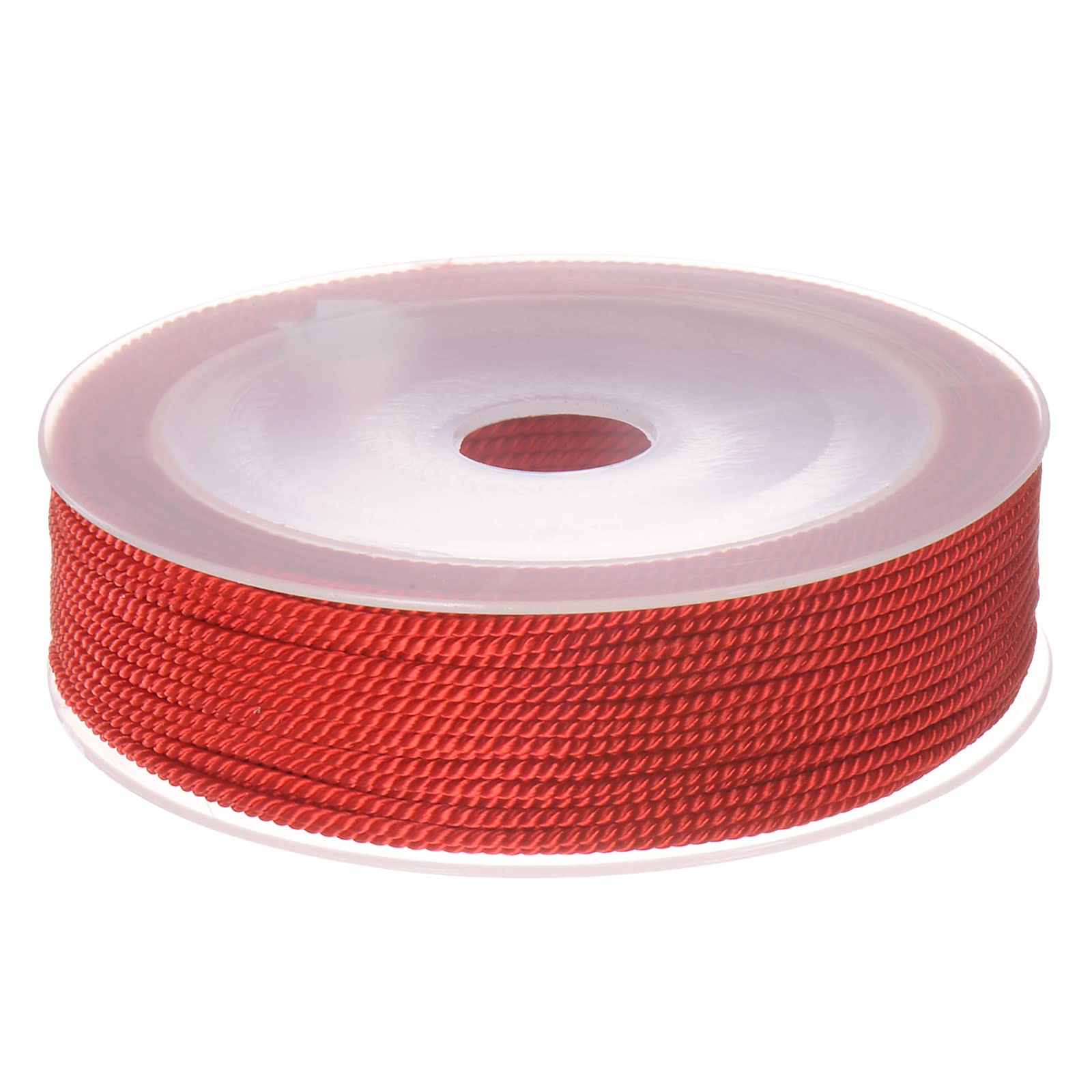 sourcing map Twisted Nylon Twine Thread Beading Cord 1.5mm 20M/65 Feet Extra-Strong Braided Nylon String for Crafting Bracelets Jewelry Making, Red