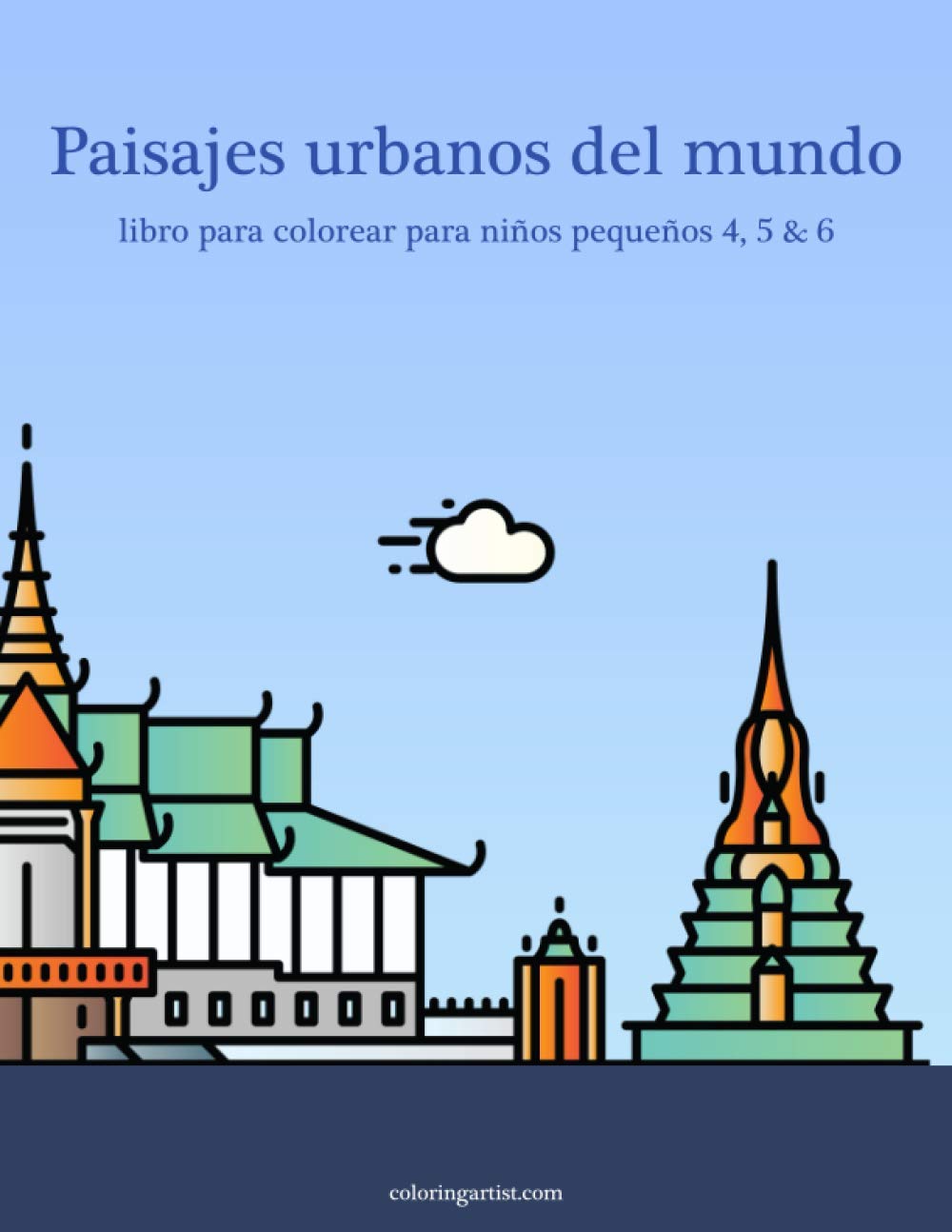 Coloriage villes du monde et monuments pour enfant 4, 5, 6 ans grand format