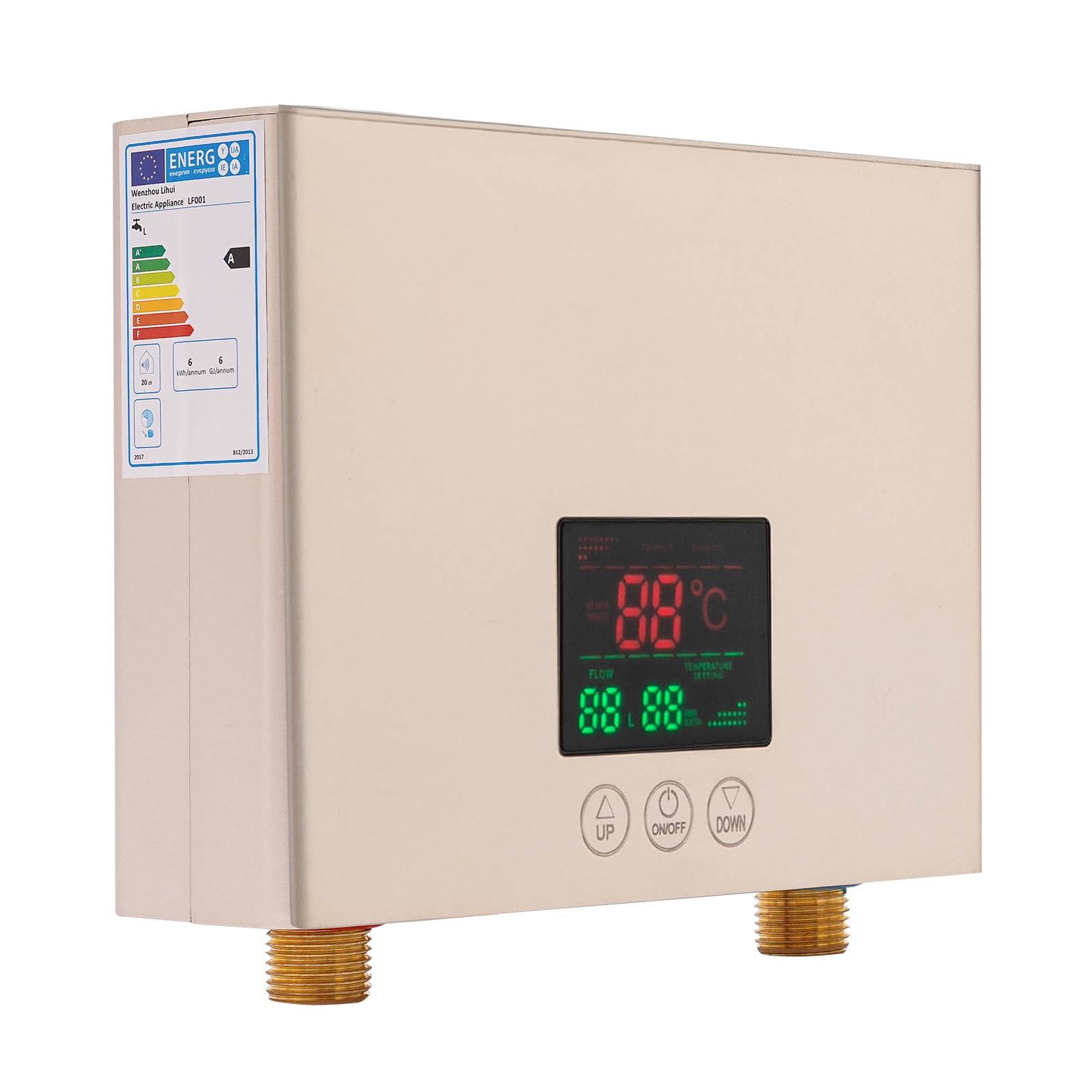 Mini calentador de agua eléctrico para lavabo, 3000 W, 220 V, pequeño calentador de agua de cocina, IPX4, con indicador de temperatura LED y mando a distancia, 21 x 15 x 5,5 cm