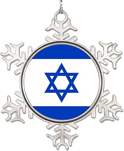 LITTLEGROVE SEEDS Bandera nacional de Israel, decoraciones para árbol de Navidad, adorno de copo de nieve de Israel, recuerdo de la ciudad del país,