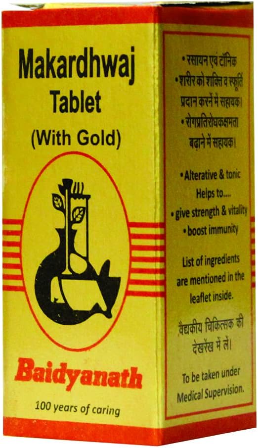 Baidyanath Makardhwaja with Gold | Strengthen & Immunity Booster - 50 Tablets