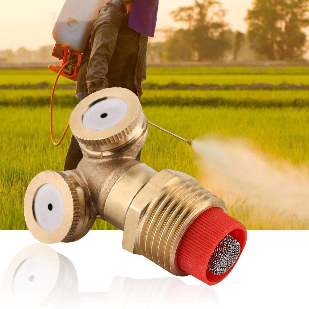 2 pièces buse de brumisation de pulvérisation en laiton pulvérisateur d'irrigation d'arrosage de jardin agricole, buse de pulvérisation en cuivre buse à double trou de pulvérisation de brouillard agri