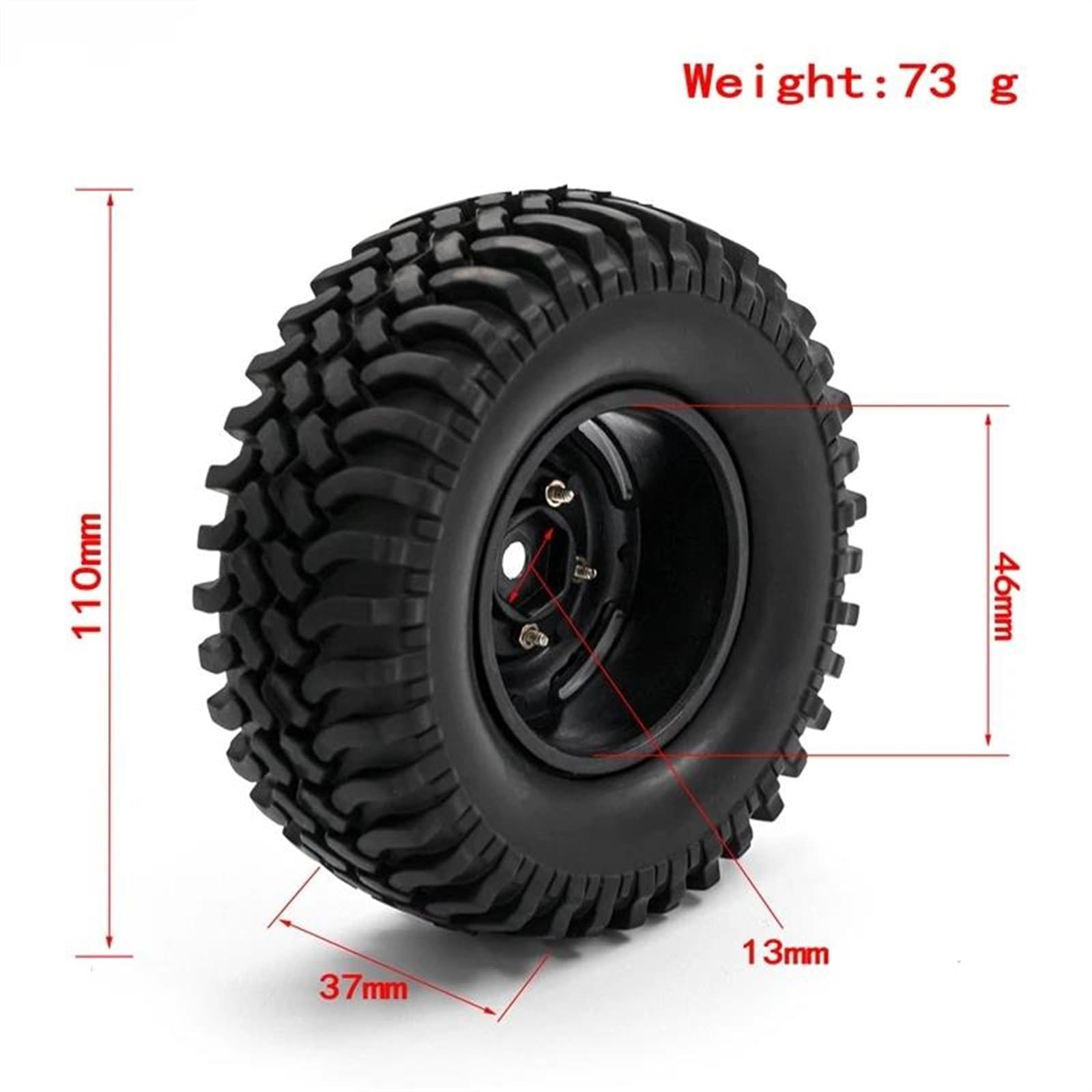 RC Pneus Jante Compatible avec TRX4 pour Axial SCX10 90046 SCX10 III AXI03007 Kit 4 Pièces 110 * 37mm 1.9 Pouces Jante Et Pneus 1/10 RC Voiture sur Chenilles
