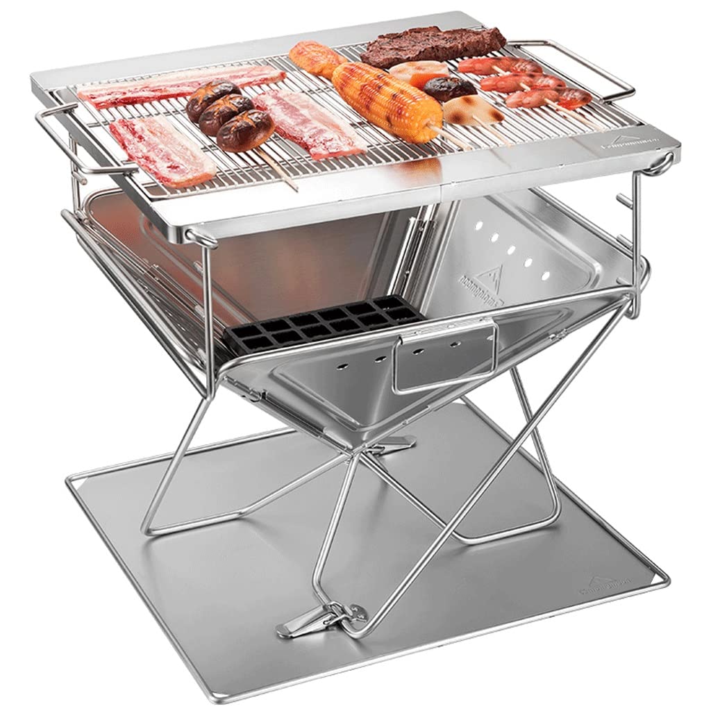 Ogród palenisko gospodarstwo domowe ognisko na zewnątrz zwiększenie zagęszczanie grill grill stal nierdzewna składany grill piec ognisko grill piec ciało miska ognisko do grilla (kolor: srebrny)