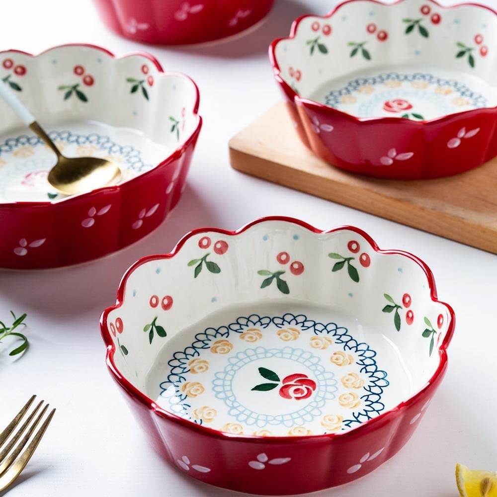 Miski sałatkowe ceramiczna miska wiśniowa sałatka owocowa kształt miska śniadaniowa ryż zastawa stołowa dla dzieci sztućce deser makaron miska miski miski do kuchni