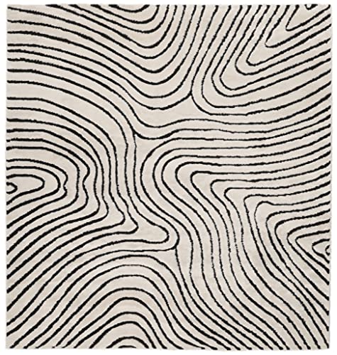 RugVista, Chaima, Teppich, Kurzflor, 240 x 240 cm, Quadratisch, Modern, Oeko-Tex Standard 100, Polyester, Flur, Schlafzimmer, Küche, Wohnzimmer, Cream / Schwarz, Schwarz Cover