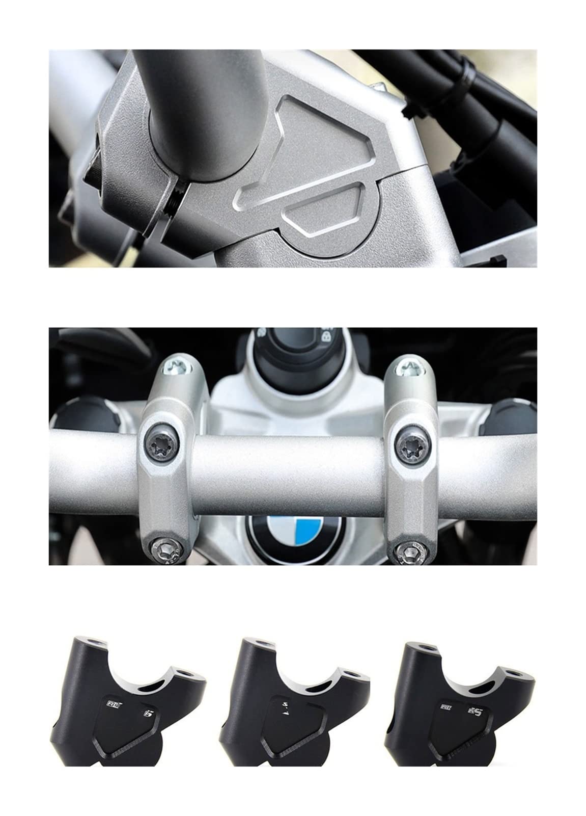 stuurverhogers voor motorfietsen Voor BMW R1200GS R1250GS Adventure GS 1200 1250 R1250RS R1200R Motorfiets Stuur Riser motorfiets stijgers (Color : C- Silver