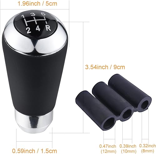 Miniatura 8 de Arenbel Pomo de palanca de cambios manual de 5 velocidades, mango de palanca de cambios de cuero cosido negro, repuesto para la mayoría de camiones