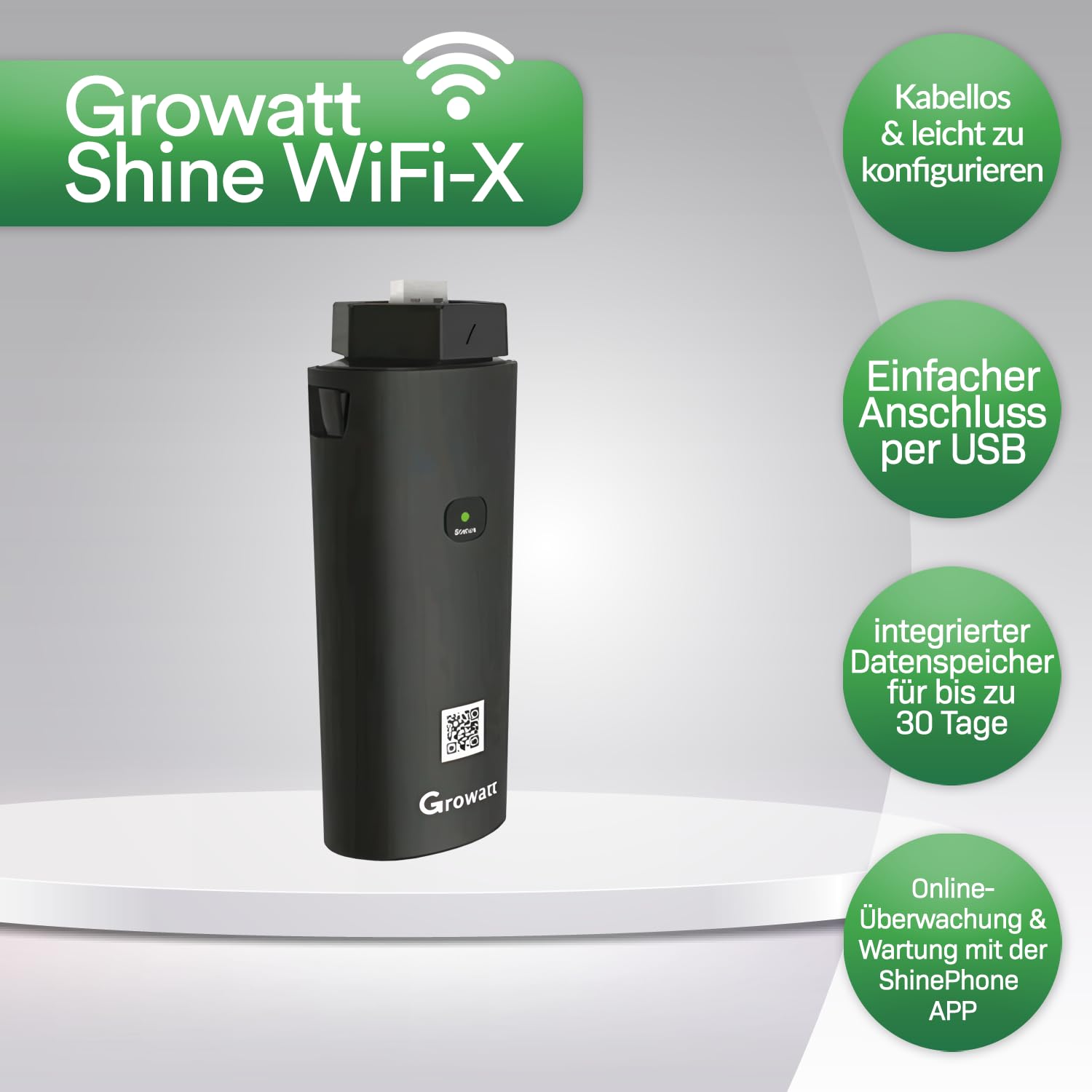 Growatt Wechselrichter 4kW MOD 4KTL3 XH BP Hybrid Inverter/Solarwechselrichter mit integrierter Batterieladefunktion, 3 Phasen, 2 MPPT Tracker, aktiver Lichtbogenschutz