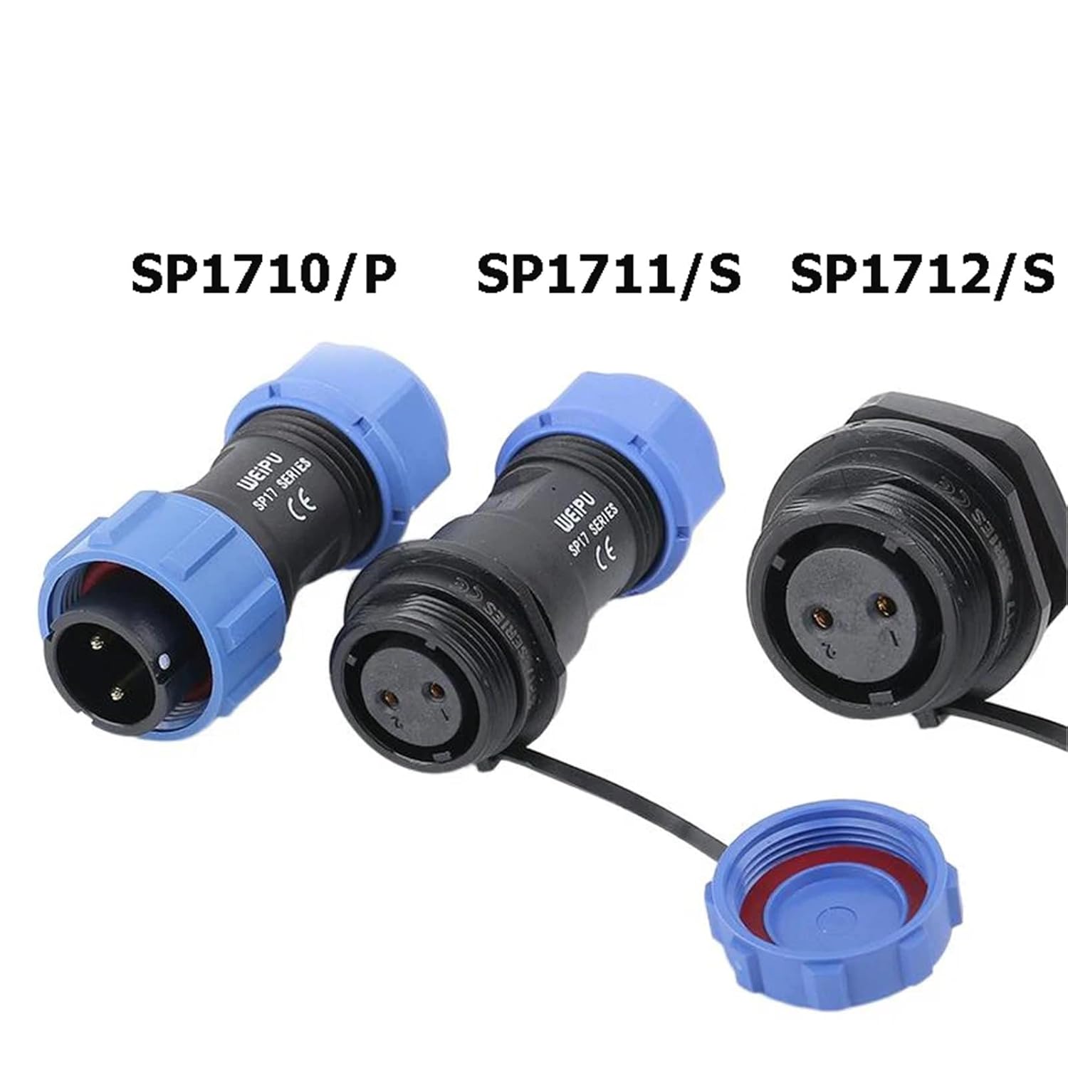 SP17 SP1710/P SP1711/S Thread Lock IP68 Waterproof Adapter Electrical Connector 2 3 4 5 7 9 10Pin 10A Panel Mount(SP1711 Female Socket,4pin)