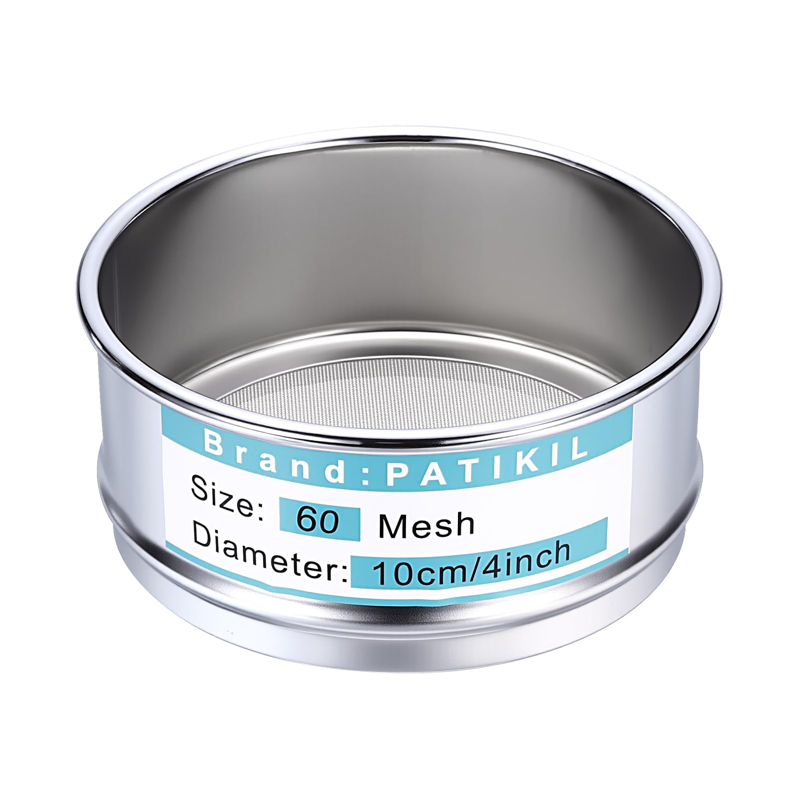 PATIKIL 60 Mesh (0,3mm) Laborsieb 3,9 Zoll (10cm) Durchmesser Siebgewebe 304 Edelstahl Drahtgewebe Feines Sieb Für Industrielles Labor Haushalt Bodensieb Trockensieb Hash