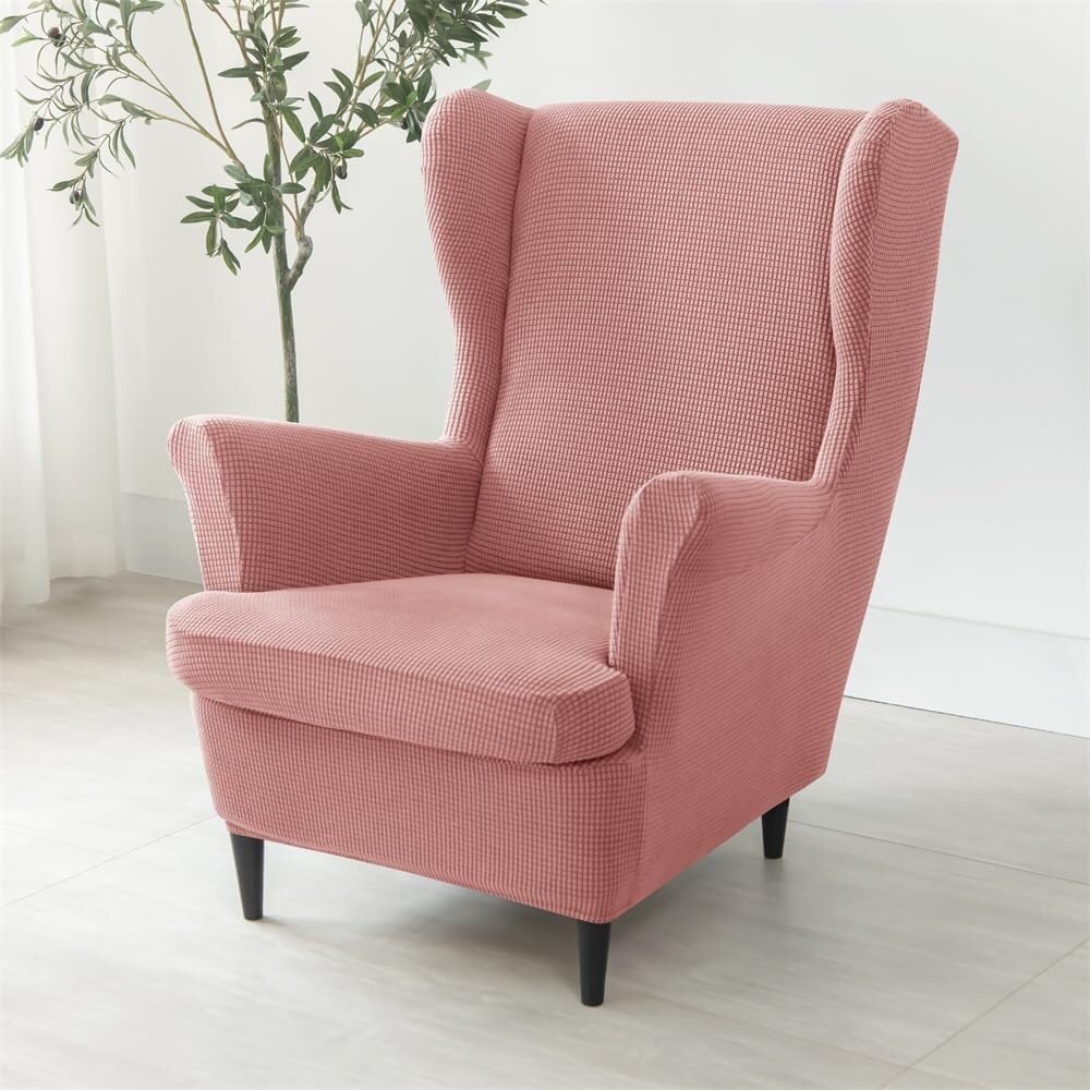 Jacquard Stretch Wingback Chair Covers 2 Piece Wing Chair Armchairs Covers