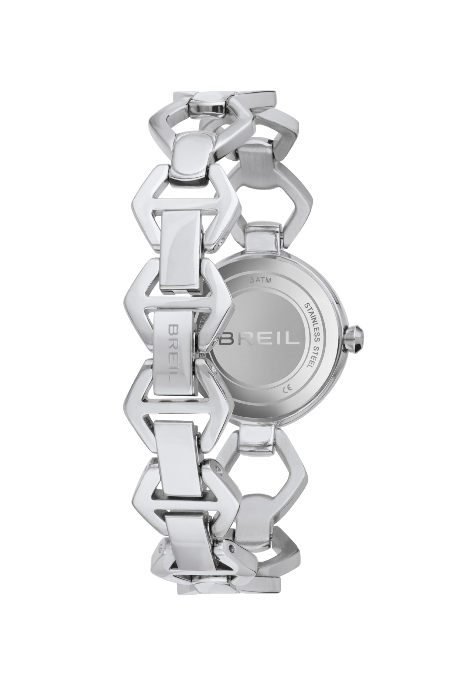 Breil, Collezione Flake, Orologio Donna con Maglie Romboidali in Acciaio, Quadrante Bianco con Lucenti Cristalli, Pratica Chiusura a Gioielleria Regolabile 13.5-19 cm, Idee Regalo Donna, Silver-Bianco