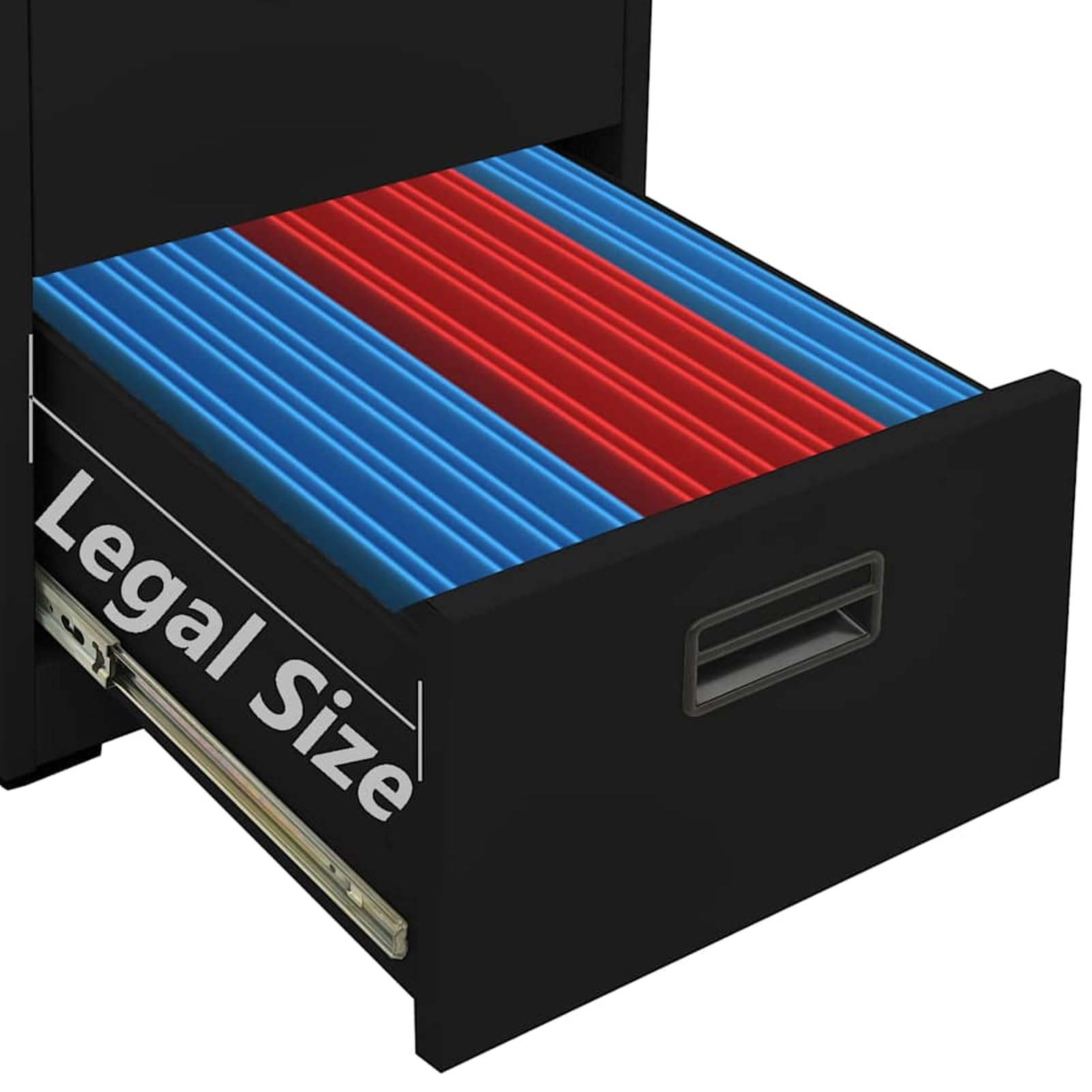 Armadietto in acciaio nero, 46 x 62 x 133 cm, con 4 cassetti estraibili, formato A4/legale, 45 kg/cassetto, per organizzazione dell'ufficio
