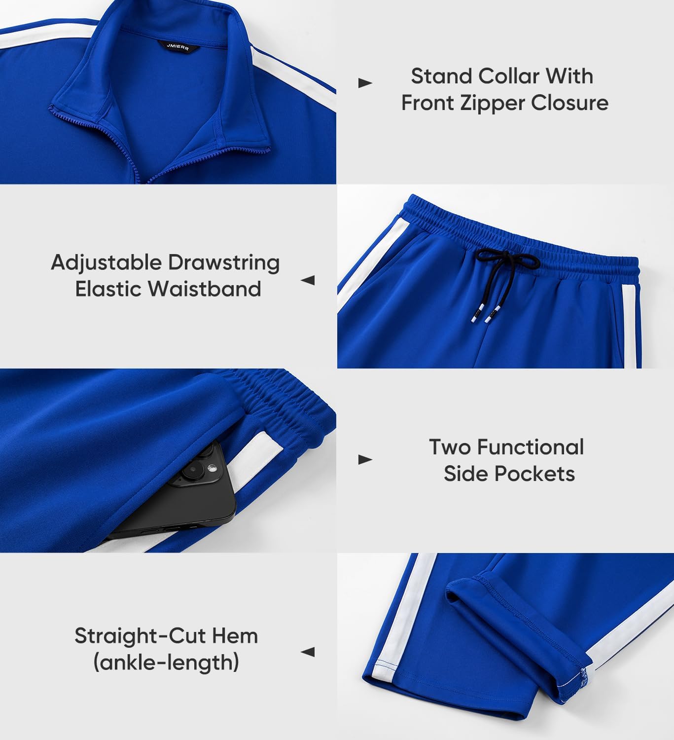 JMIERR Men's Track Suits Sweatsuits 2 Piece Full Zip Sports Outfits Set Sweatshirt and Joggers Sweatpants - Image 3