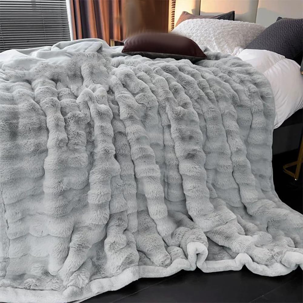 Coperta in Peluche A Pelo Lungo Ispessita, Include Custodia