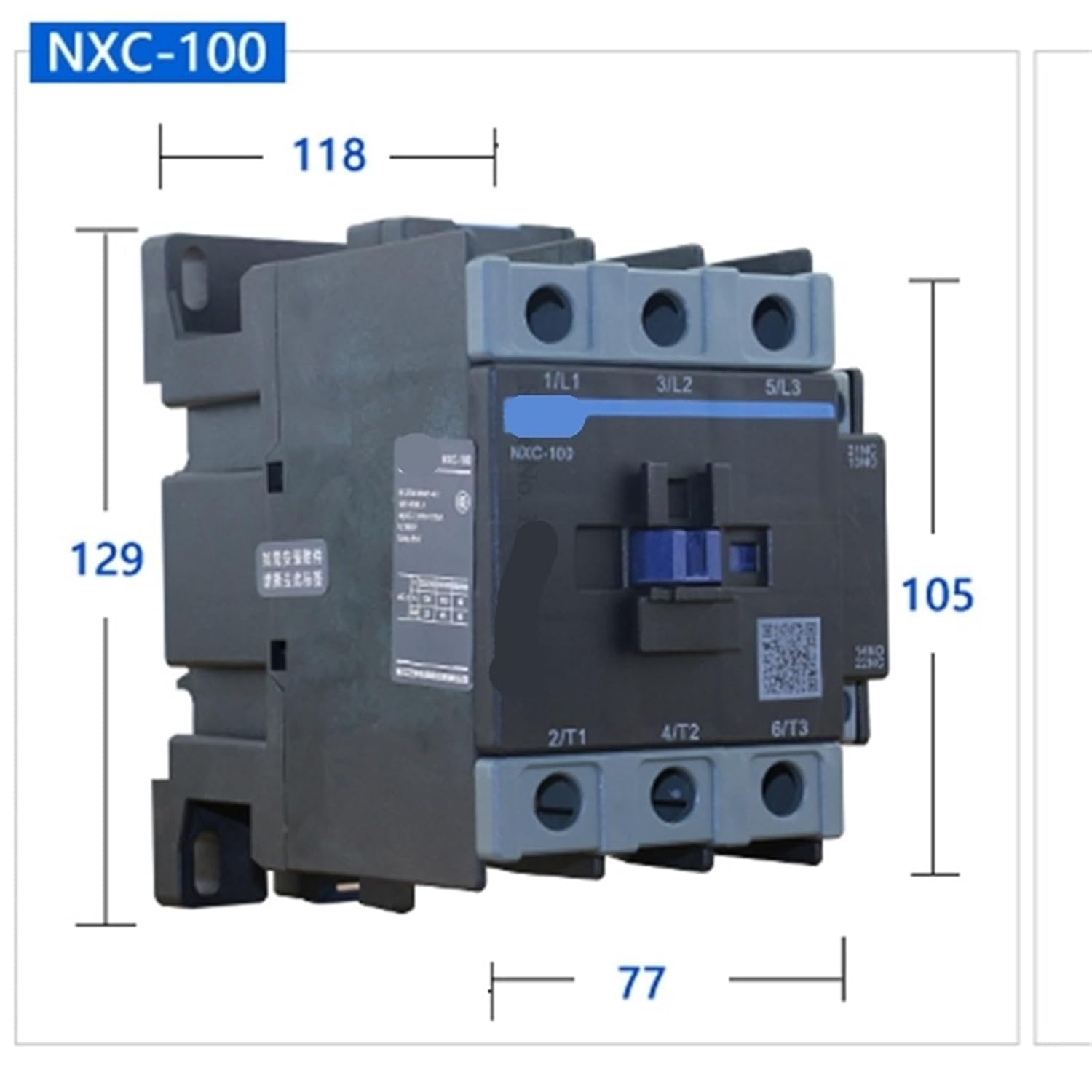 NXC-100 100A LC1D AC Contactor 1NO 1NC 3-Phase DIN Rail Mount Electric LC1 1Pcs(110v)