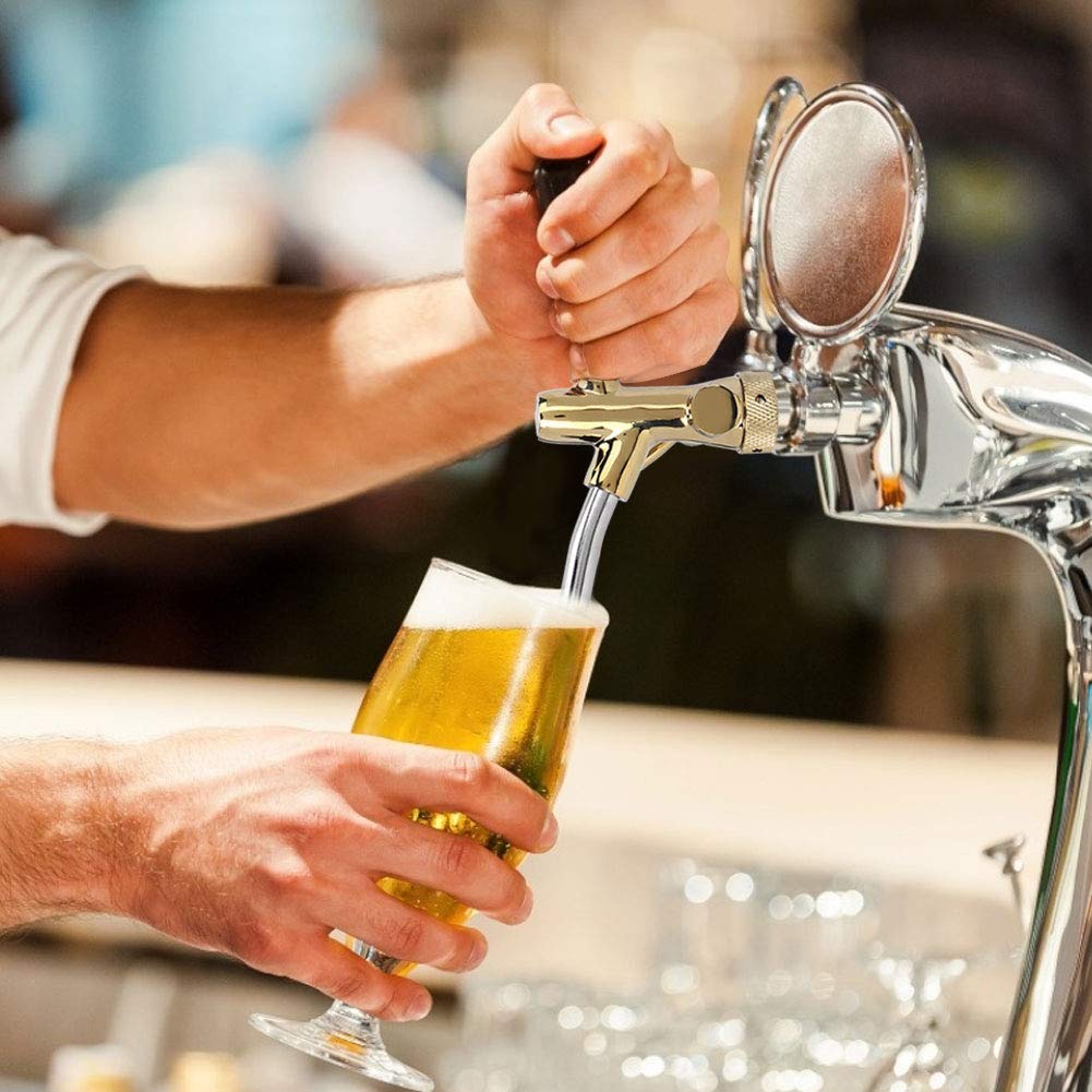 Bierfassspender Einstellbarer Bierhahn aus Edelstahl mit Kugelverschluss für Homebrew-Fassweingetränke