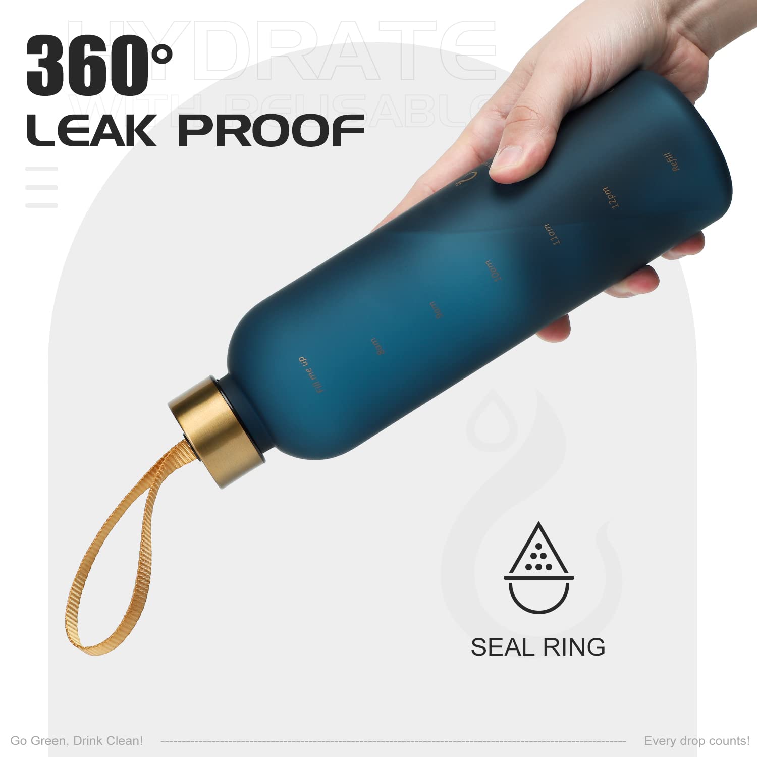 Opard Slim Trinkflasche 800ml Auslaufsicher Wasserflasche Sport BPA Frei – Ansicht 4