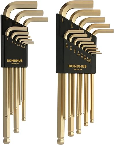 Bondhus 20899 PulgadasMetric GoldGuard - Llave de bola chapada en oro paquete doble 37937 (.050-38) y 38099 (0.059-0.394 in), multi, talla única