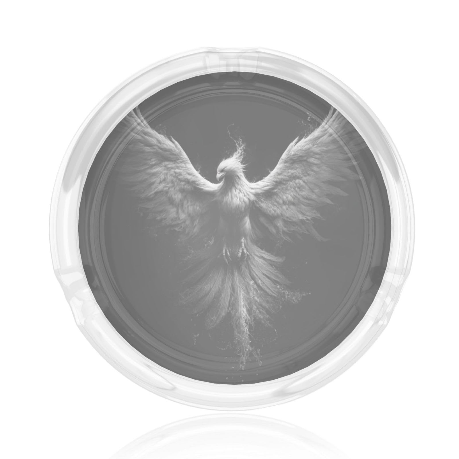 Phoenix Rising From The Ashes Black And White Glass Ashtray For Cigarettes Ash Trays Case For Home Office Decor