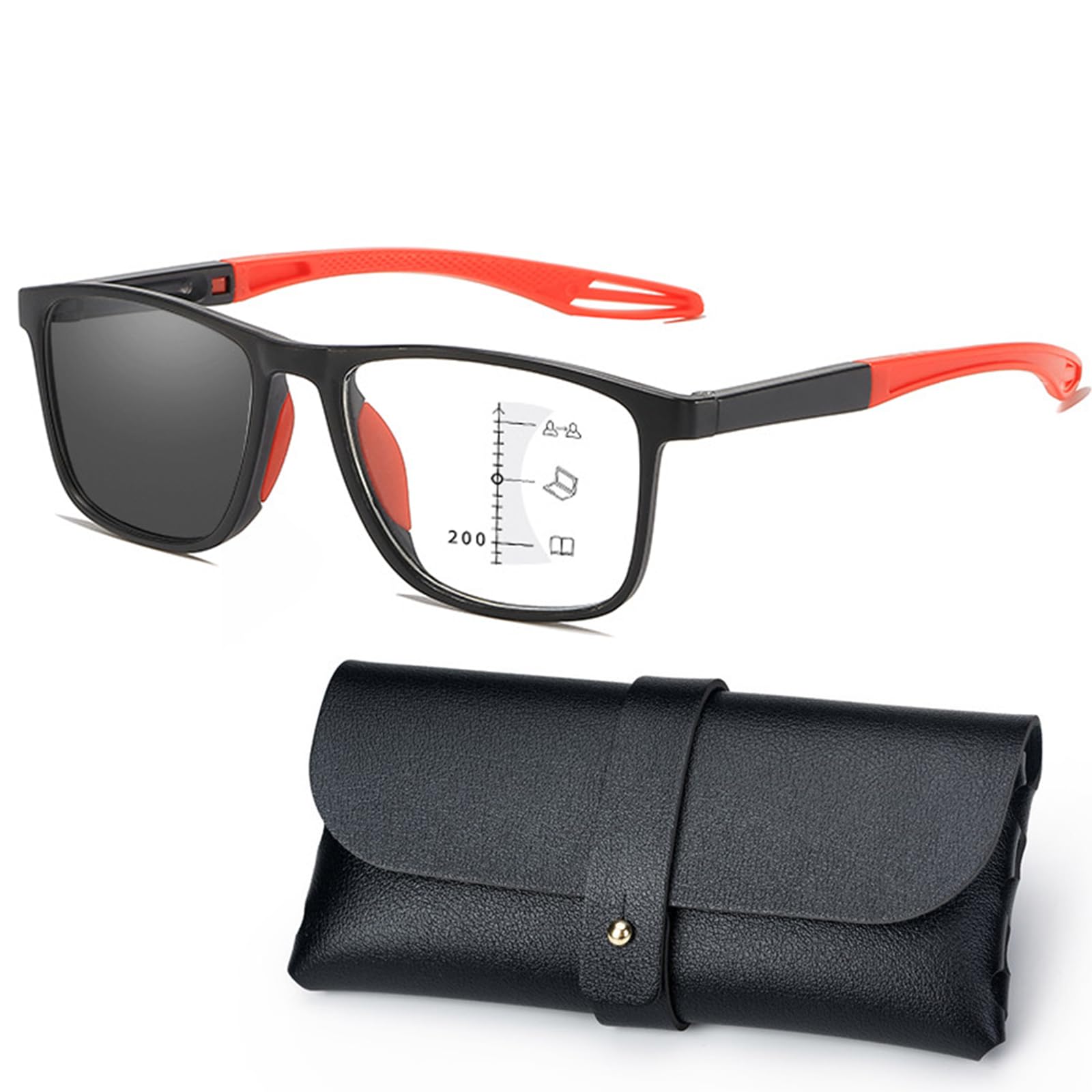Reading Glasses Men, Sports Tr Square Frame Ultra-Light Anti-Blue Light Reading Glasses