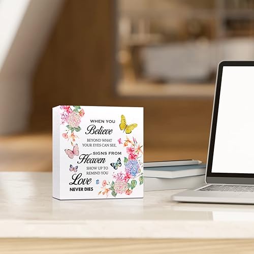 Miniatura 5 de Letrero de madera con texto en inglés «When You Believe Beyond What Your Eyes Can Se», decoración inspiradora de madera con diseño de flores