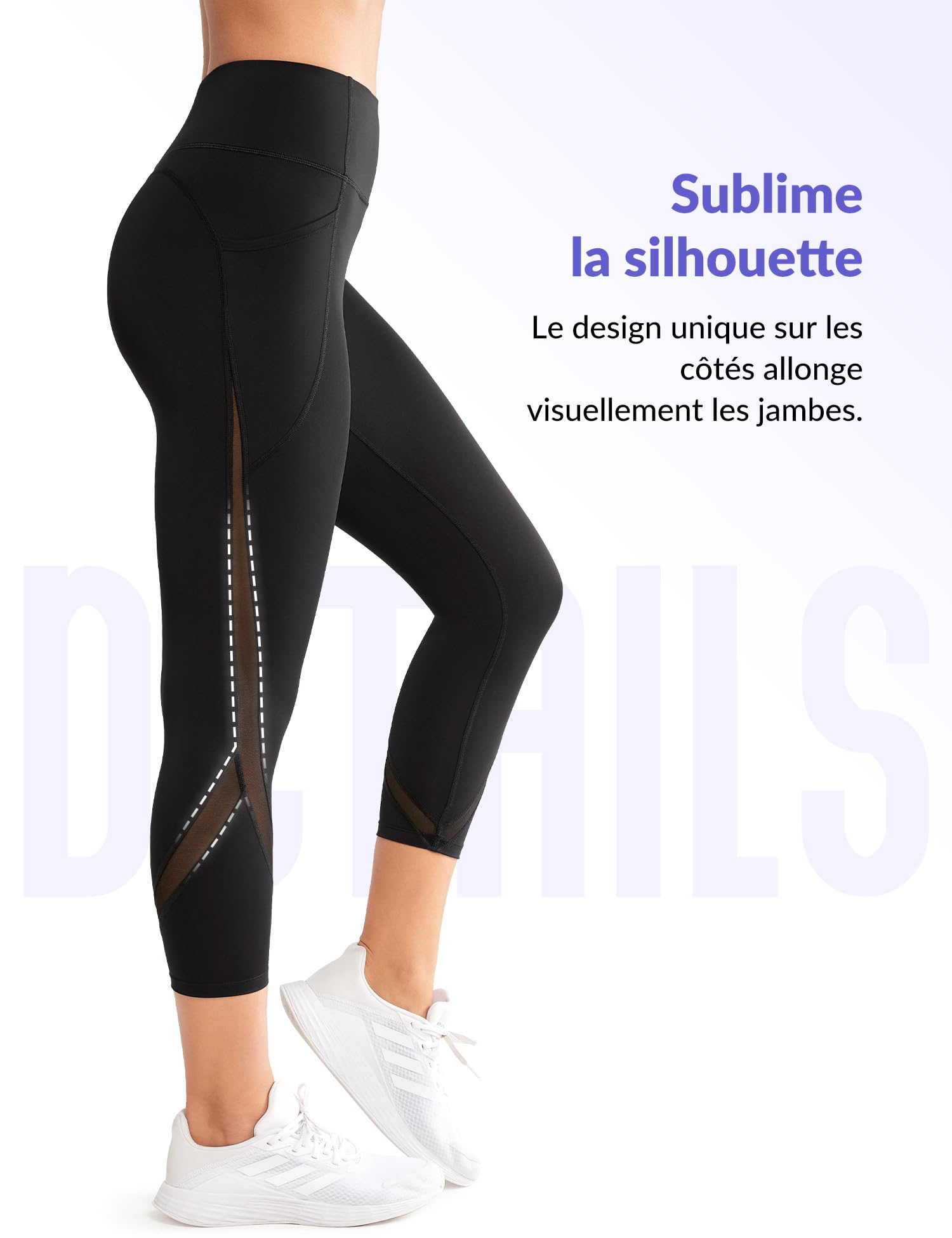 Yvette 3/4 Legging de Sport pour Femme avec Maille Taille Haute | Contrôle du Ventre Opaque,Ne glisse pas