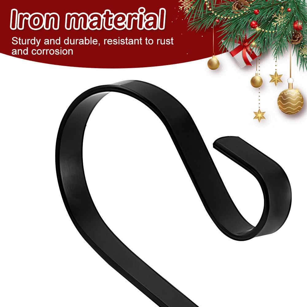 MiOYOOW Christmas Stocking Holders for Fireplace Mantle, 10PCS Metal Fireplace Stocking Hooks for Christmas Stockings Lights Wreaths Decorations