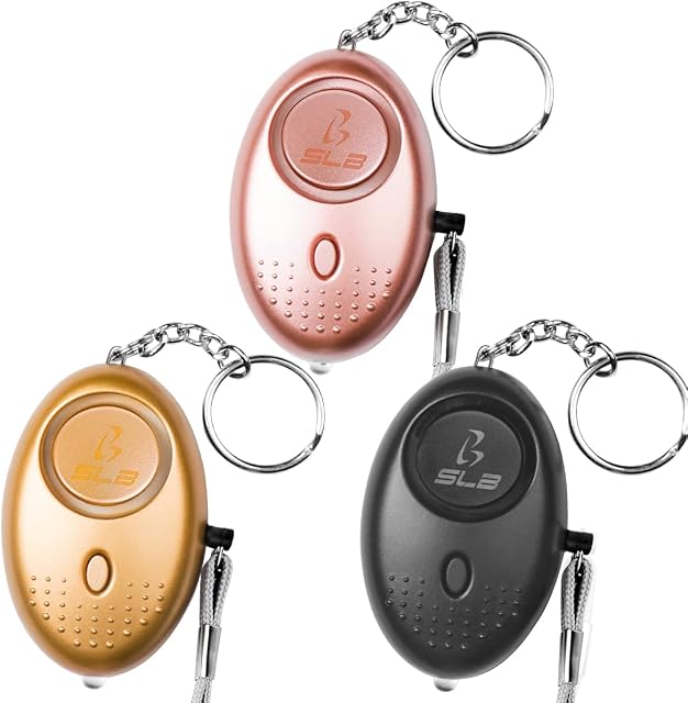 Personal Alarm, SLB 3 Pack Security Alarms Keychain with LED Flashlight, Police Approved Mini 140DB Self Defence Panic Rape Attack Safety Alarms for Women Kids and Night Walkers, Batteries Included