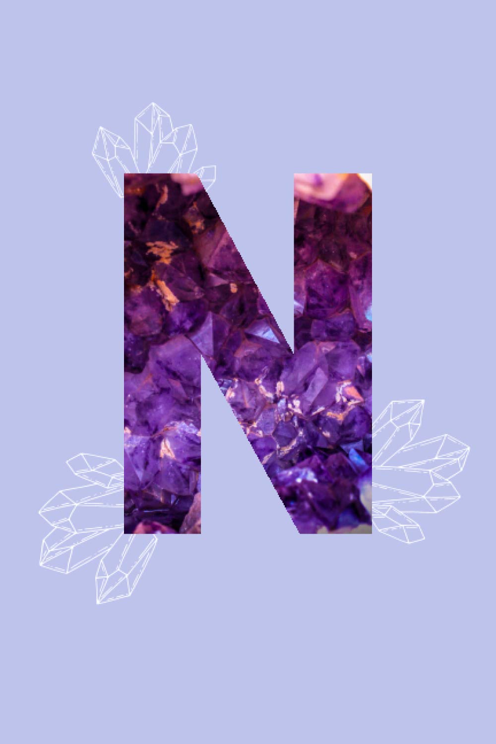Amethyst Alphabet Letter ‘N’ Notebook: Purple Monogrammed Gemstone Crystal Notebook ; 6" x 9" inches white lined Journal Pages (Amethyst Alphabet Notebooks)