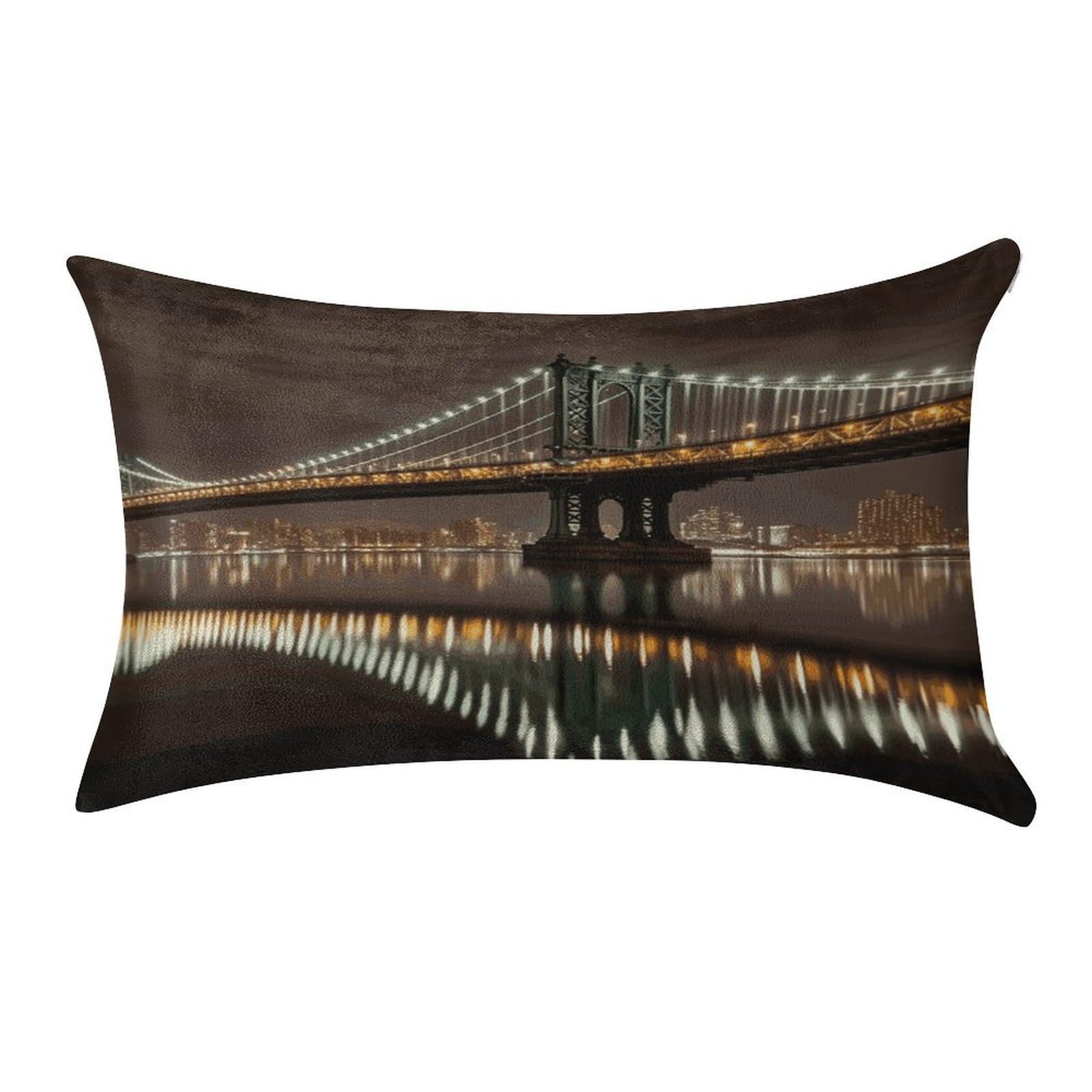 Fekiloot Style New York Manhattan Bridge Night Pillow Covers Home Decor Pillow Cases