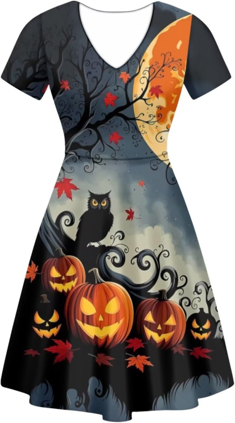 Xpyiqun Women Summer Dress A-line Party Dance Dresses 1/4 Sleeve T-shirt Dress
