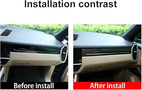 Miniatura 2 de YIWANG Cubierta de panel de consola central de automóvil de fibra de carbono 100% real, 3 piezas para Porsche Cayenne 2018-2020 conducción a la