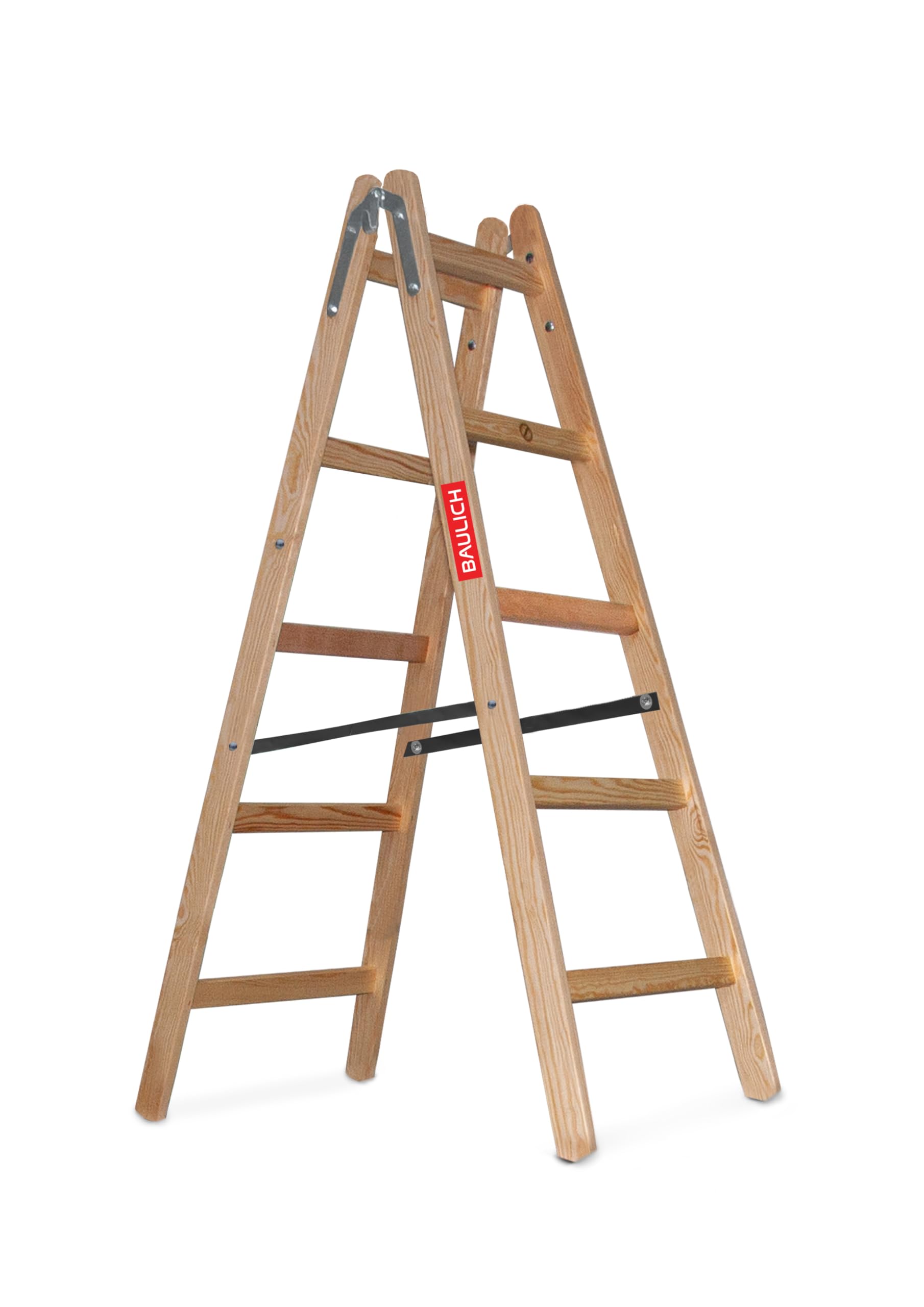 Escalera de Madera para Pintar 2x5 - Estructura desplegable y Extensible - Peldaños impregnados para Trabajos de reparación, Pintura de Interiores y renovación