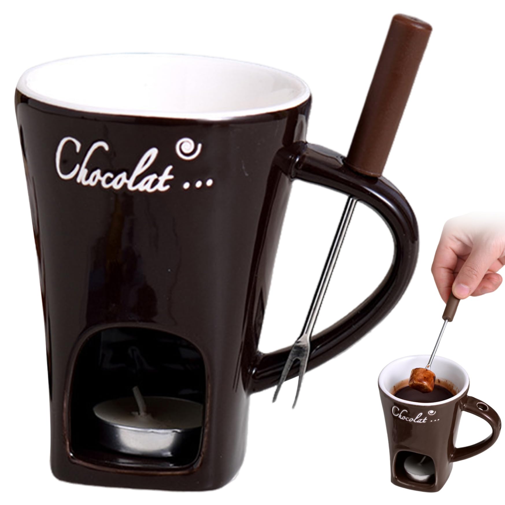 Tasse à fondue pour éviter le chocolat brûlé grâce à la céramique