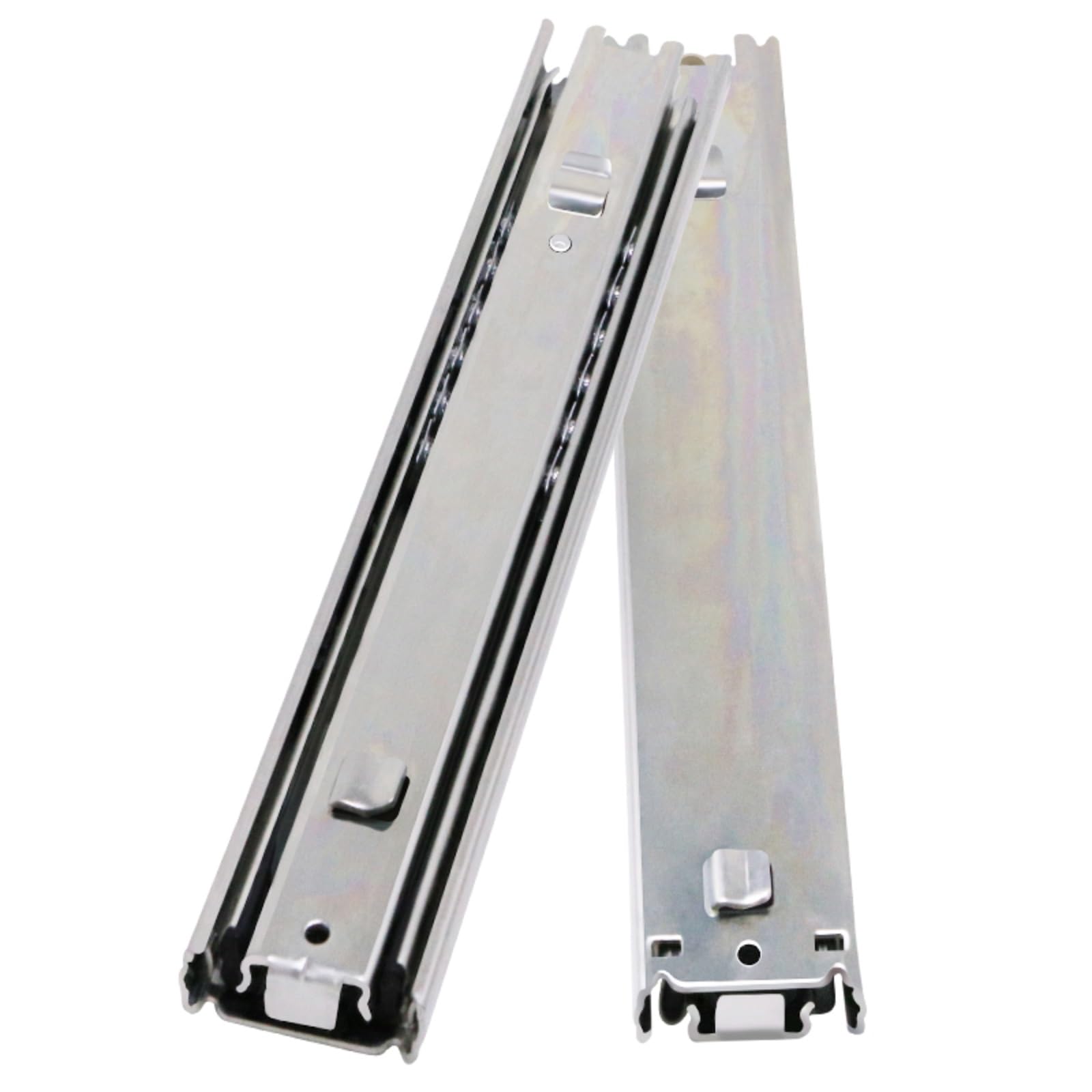 1 Pair Bayonet Drawer Runners Full Extension Ball Bearing Tri-fold, Side Mount Drawer Slides Tool Box Rails(40CM/16IN)