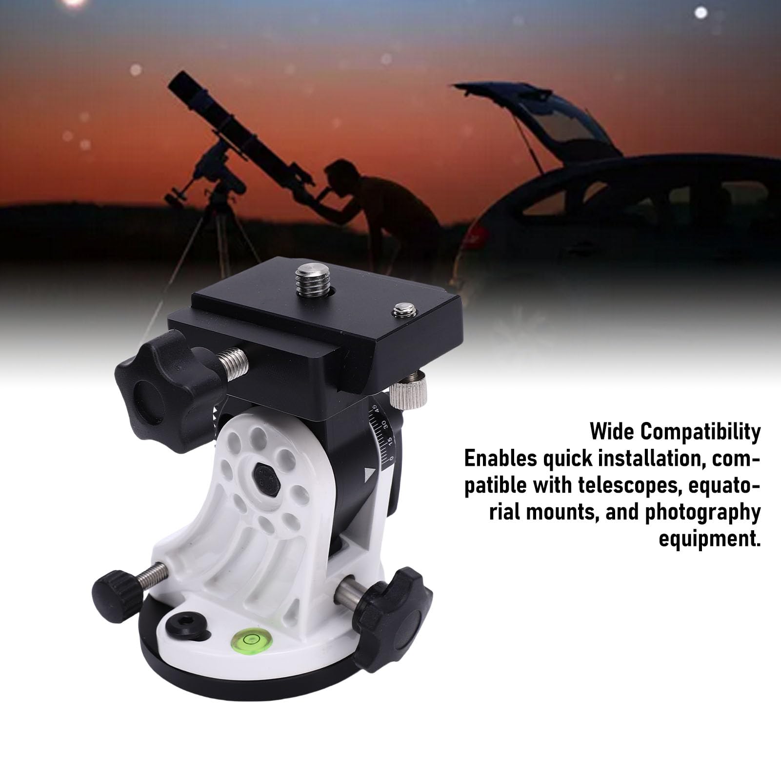 CCYLEZ Montaje de Latitud del Telescopio, Accesorios de Trípode Telescopio de Aluminio, Ajuste de 0 a 90 Grados Montaje Ecuatorial, Base de Latitud de Cuña Ecuatorial (White)