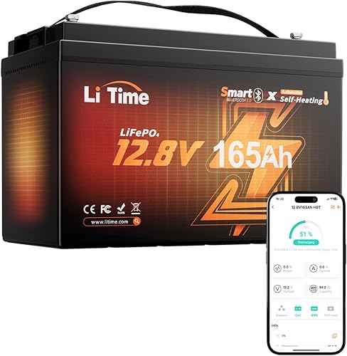 Vista 14 de Litime Batería LiFePO4 Bluetooth de 12 V 100 Ah, batería de litio grupo 27, BMS integrado de 100 A con protección a baja temperatura, máx. 15000
