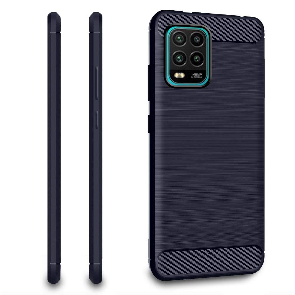 ebestStar - Cover per Xiaomi Redmi Note 9, Custodia Protezione Carbonio Design, TPU Morbida Antiurto, Blu scuro + Vetro Temperato