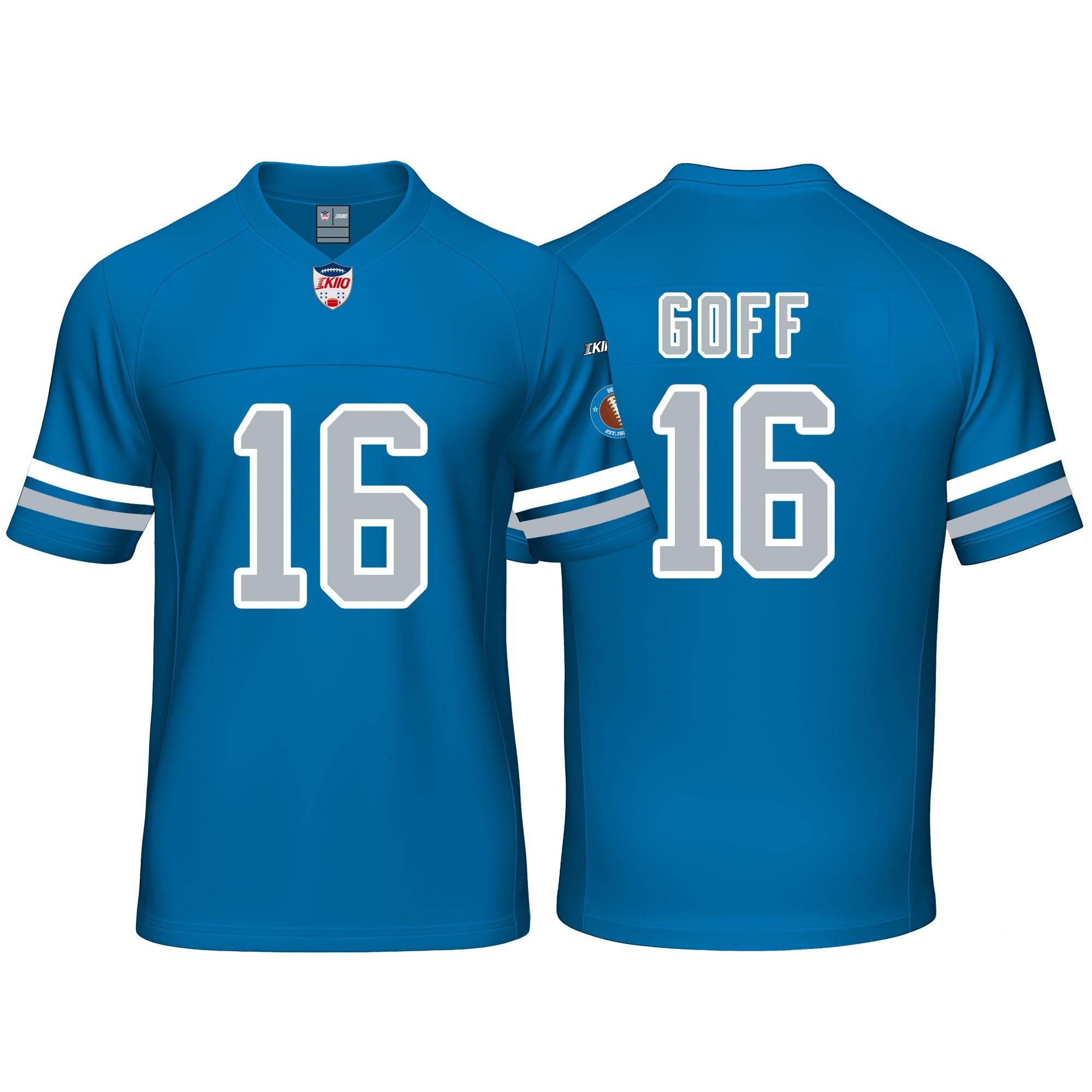 Custom Mens/Youth Football Stitched T-Shirt for Sports Fan Blue No Brand/Logos