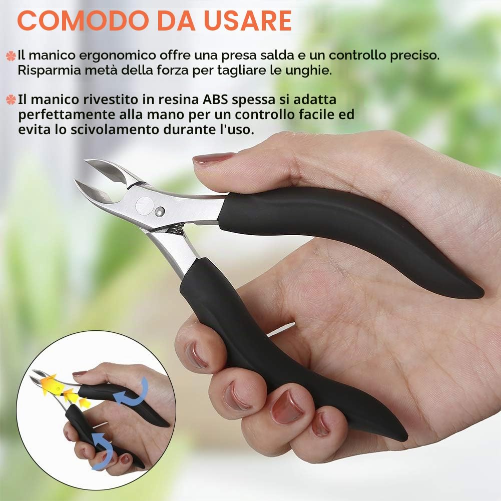 BEZOX Tronchesino Tagliaunghie di Precisione per Piedi Unghie Spesse Incarnite con Custodia