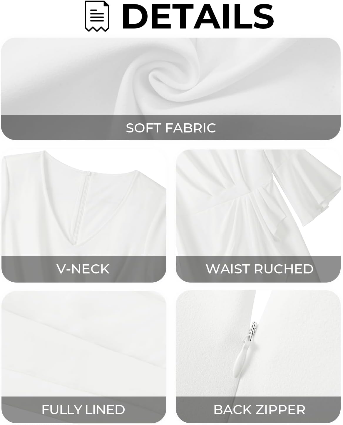 Women Plus Size Work Dress - Semi Formal Wedding Guest Church Business Office Interview V Neck Bell Sleeve Dress - Image 5