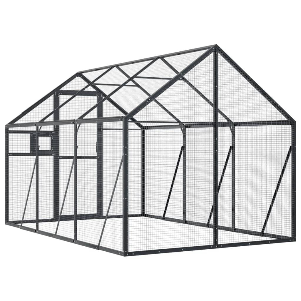 IKAYAA Pajareras Exterior en Jardin, Jaula Grande para Pájaros, Casa para Pájaros, Voladera para Pájaros, Voladera de Jardín para Aves Exóticas 1,79x3x1,85 m Gris Antracita