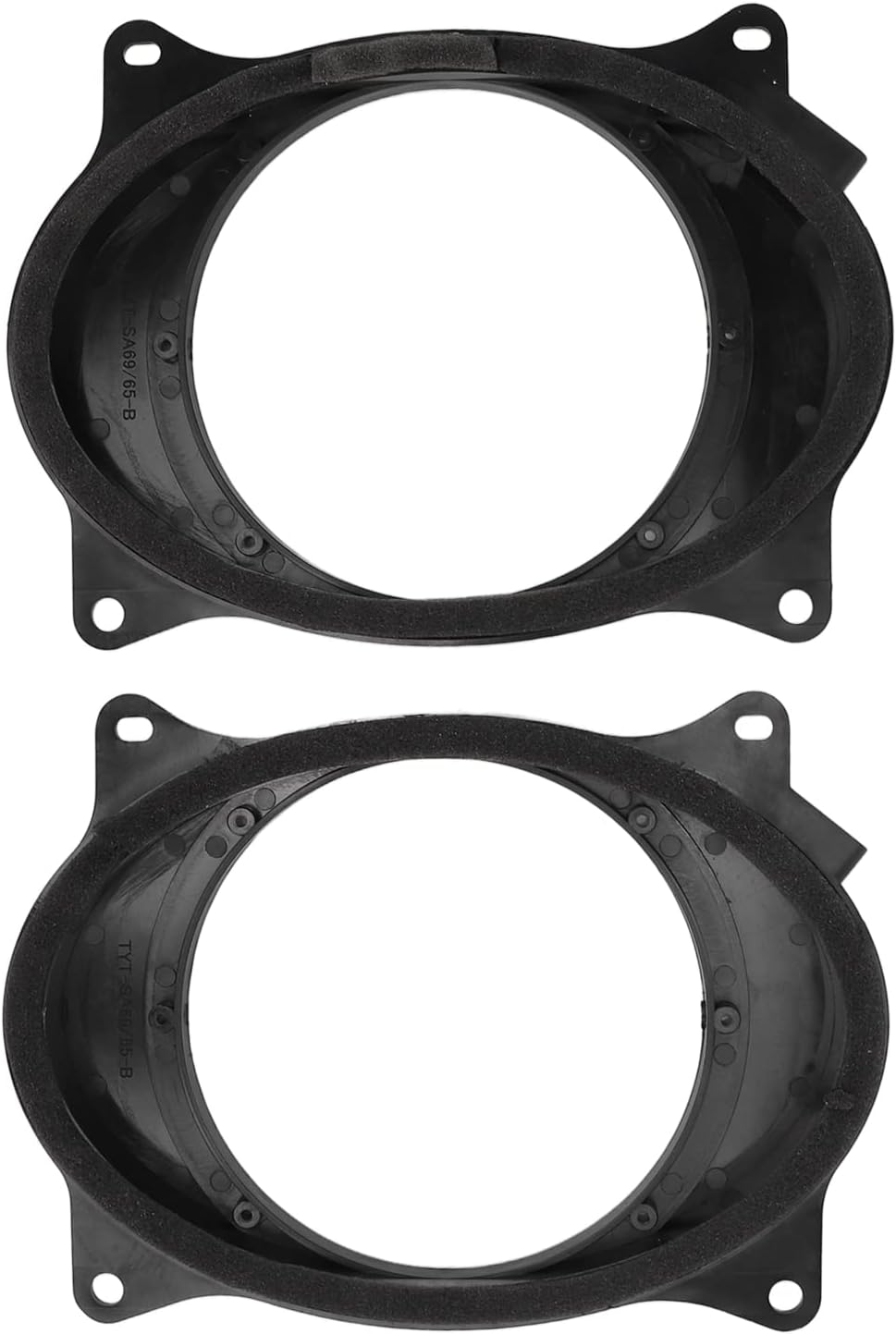 Fit 2Pcs 6.5Inch Black Door Speaker Adapter Spacer Rings With 2 Wire Harness For Replacement (6X9)