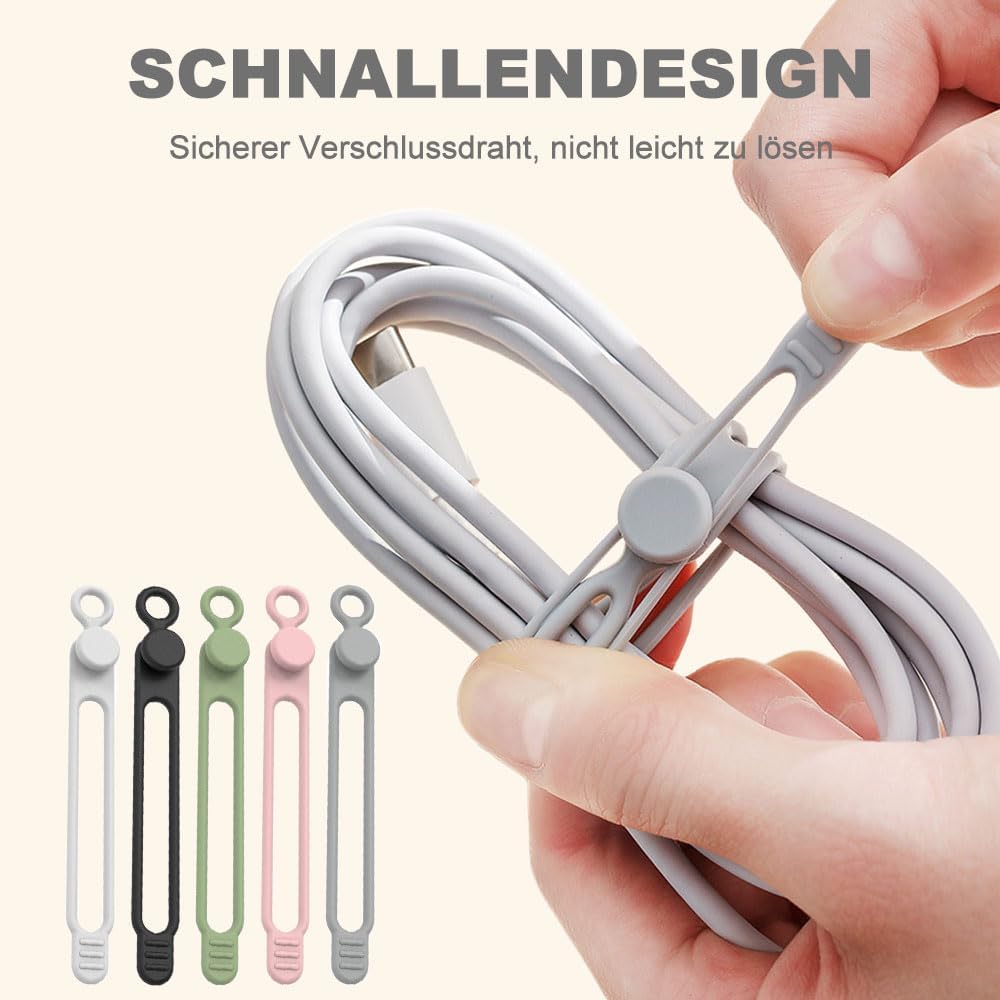 Organizer per cavi dati, organizer riutilizzabile in silicone, organizer per cavi elastici, per raggruppare e fissare cavi, ufficio, scrivania, crociera, viaggi (30)
