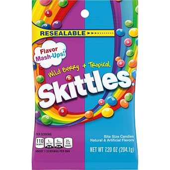 SKITTLES Tropical Mash-Ups Wild Berry Flavor Mix Bagged Candy Snack, 7.2 oz