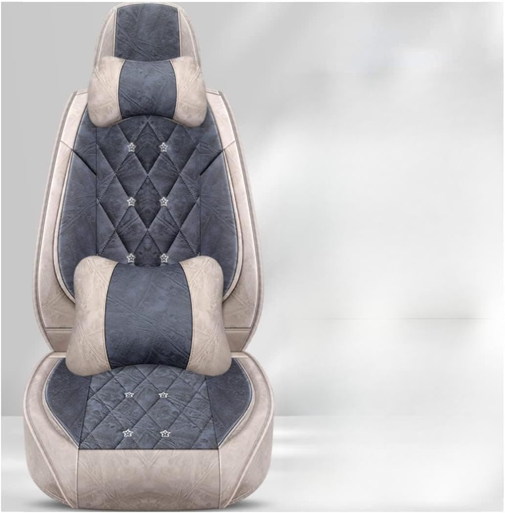 MARUE Car Seat Cover Set Suitable for Ford Focus 2009-2018Ford Focus Electric 2012-201, Airbag Compatible Seat Protector(5 seats),Blue Gray Deluxe Edition